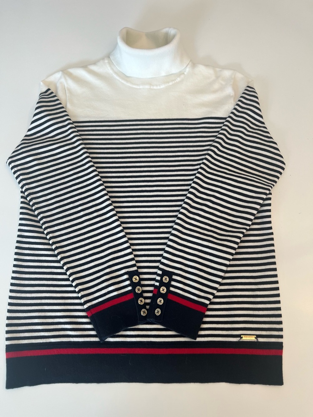 Tommy Hilfiger Colorblock Nautical Striped Turtleneck Sweater - Size Large